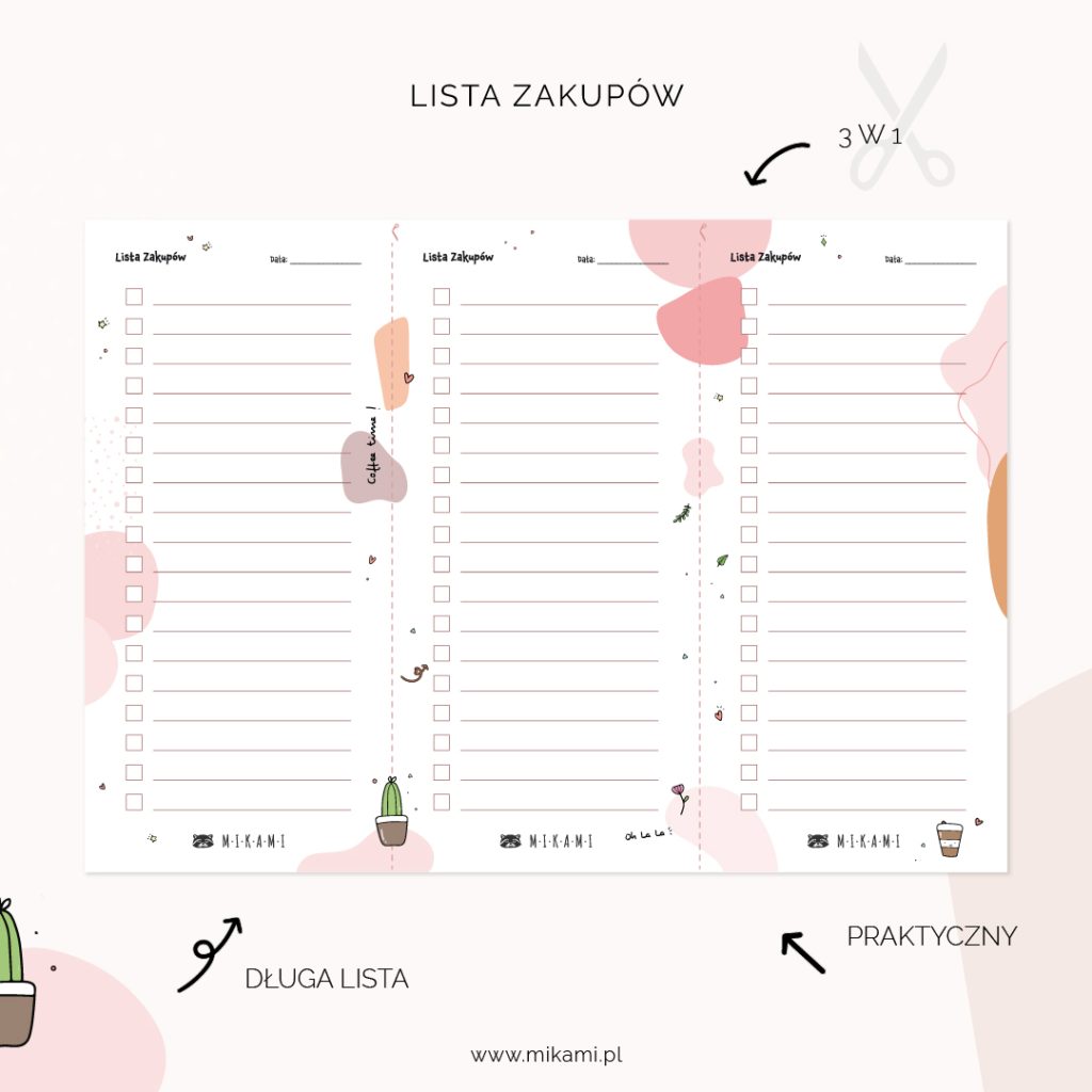 darmowy PDF do druku, praktyczna lista zakupów do druku