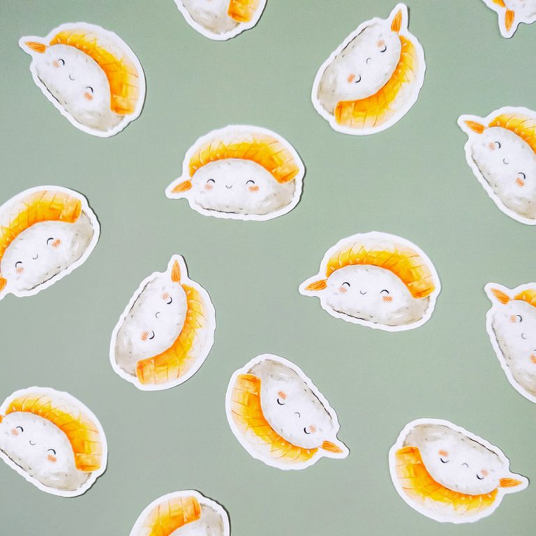 naklejka sushi nigiri w stylu kawaii