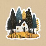 naklejka jesienna chatka