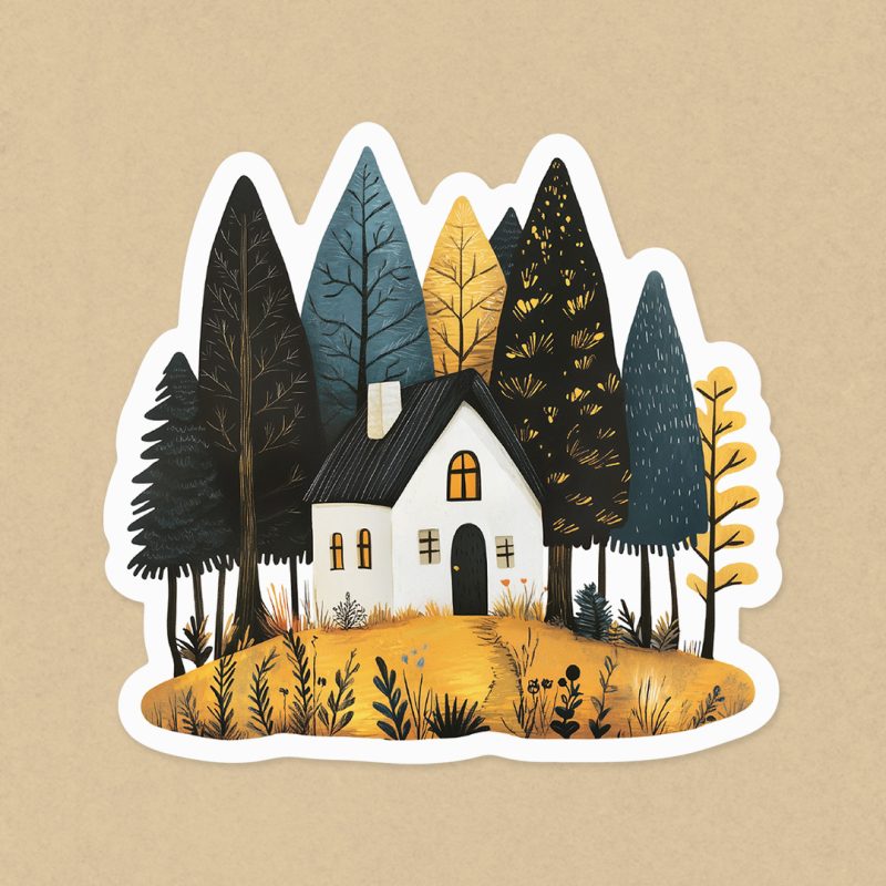 naklejka jesienna chatka