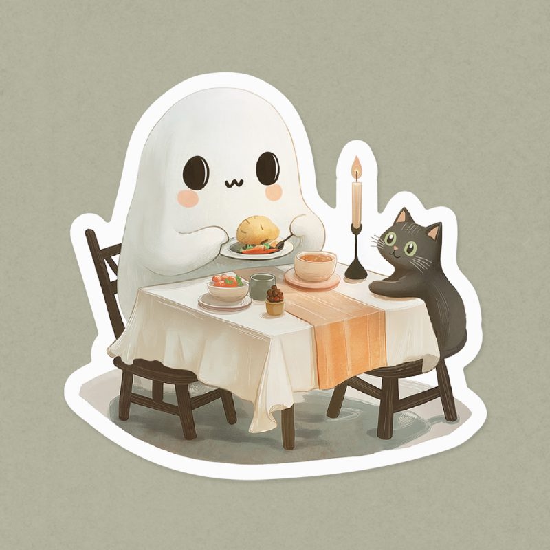 naklejka kolacja z duchem