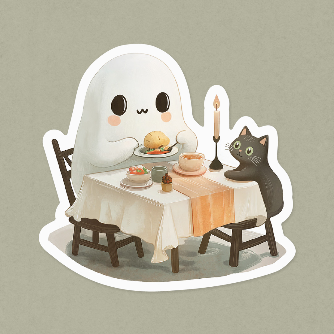 naklejka kolacja z duchem