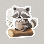 naklejka szop pracz z kakao