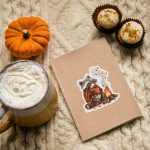 naklejka szop przy ognisku w jesienny wieczór