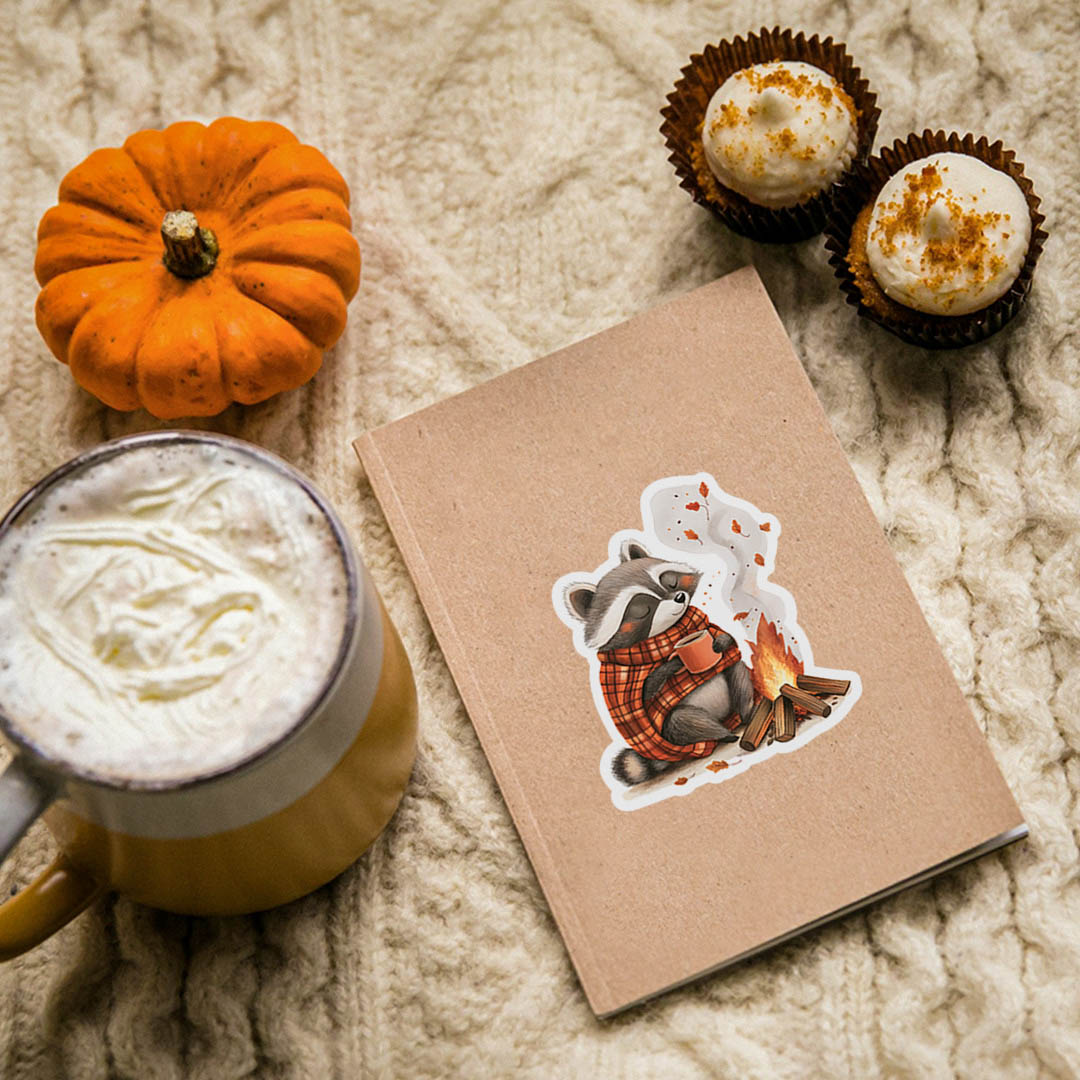 naklejka szop przy ognisku w jesienny wieczór