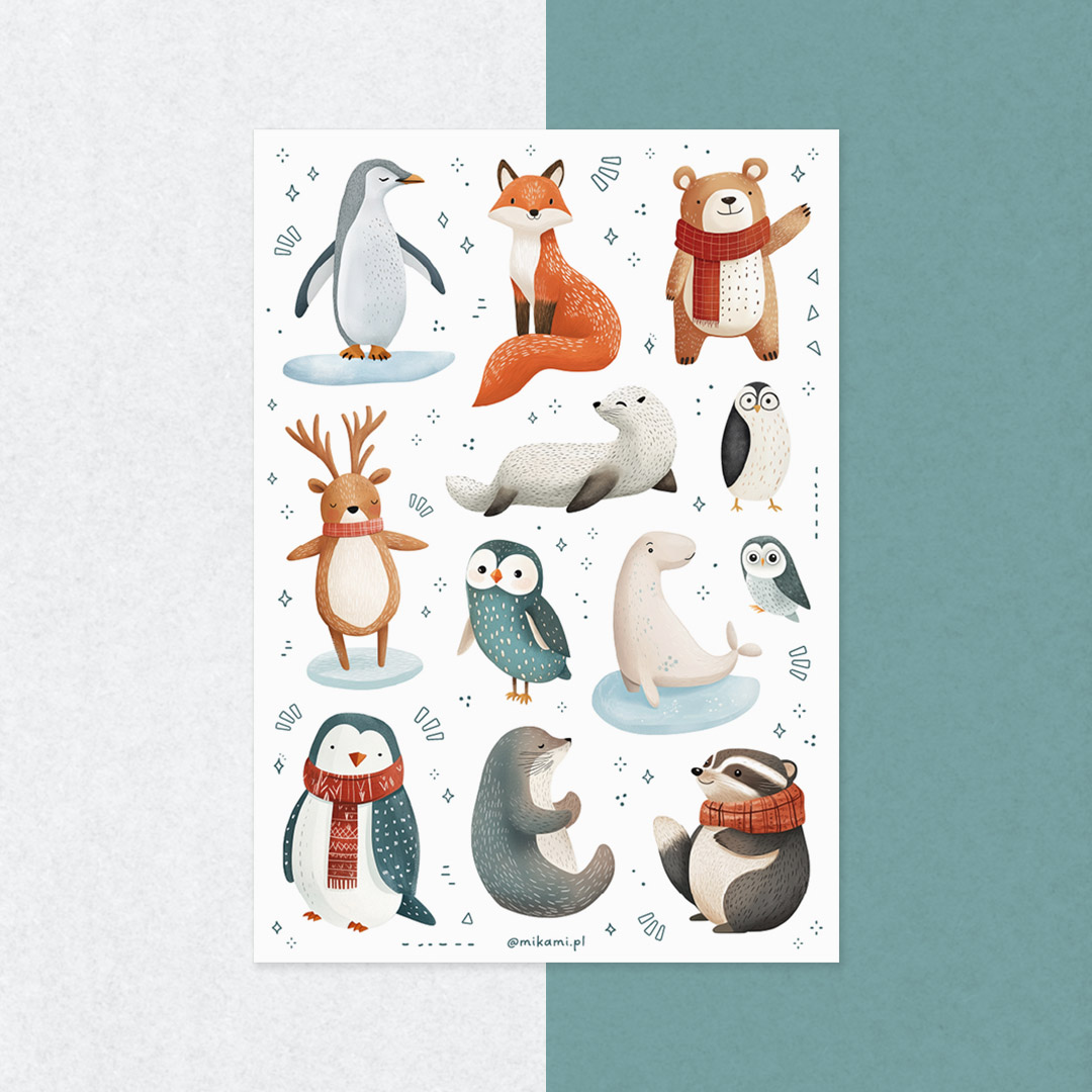 naklejki zimowe zwierzeta