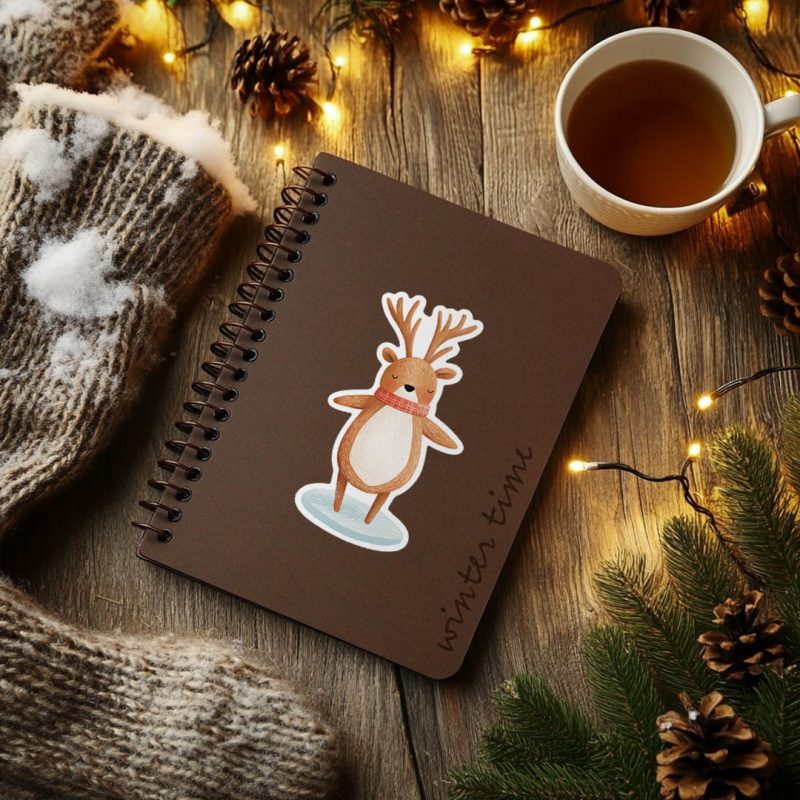 renifer-w-szalu naklejki zimowe zwierzeta od mikami.pl z reniferem w szaliku