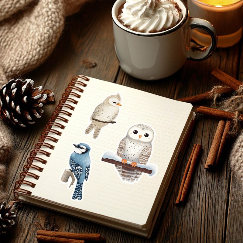 zimowe-ptaki naklejki z zimowymi ptakami od mikami.pl