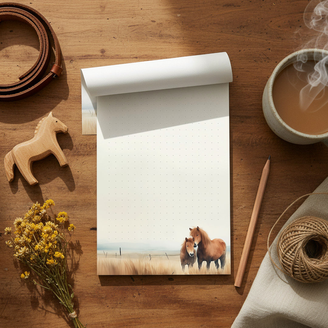 Notes z wyrywanymi kartkami konie