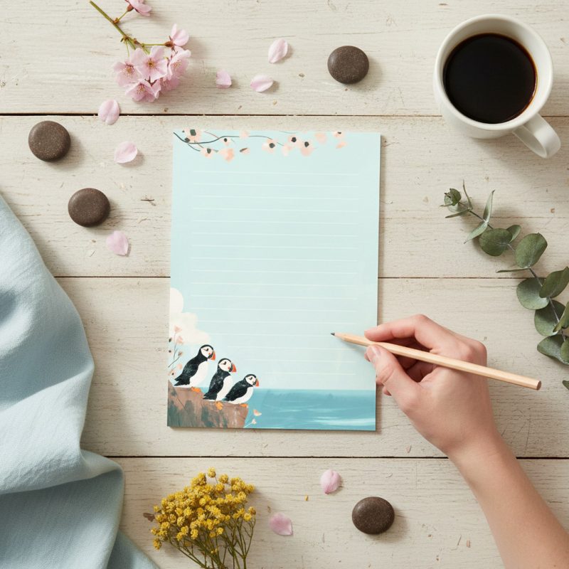 Notesik A6 z nadrukiem puffinów