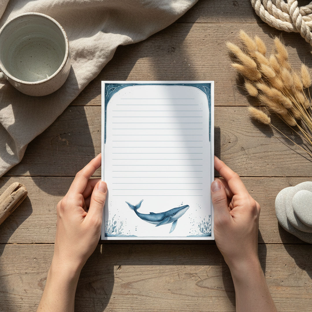 Wyjątkowy notatnik w linie z wielorybem