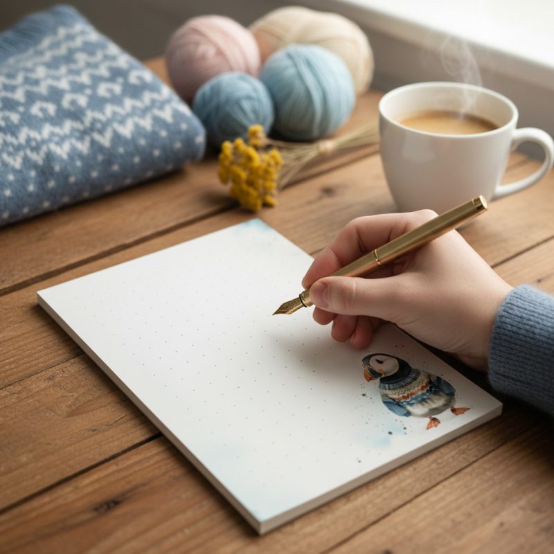 Notes w stylu islandzkim z maskonurem